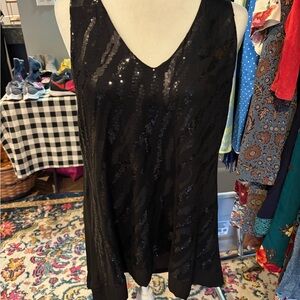Black Sequin Sleeveless Top